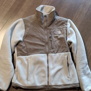 North Face Fleece Denali Jacket, Cream and Khaki, Small
